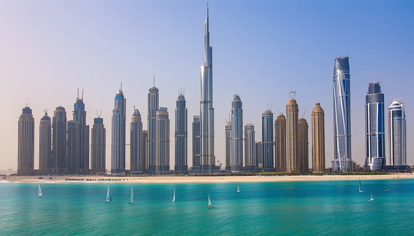 Dubai city skyline with Burj Khalifa