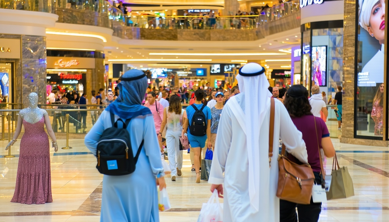 Tourists shopping at Dubai Mall